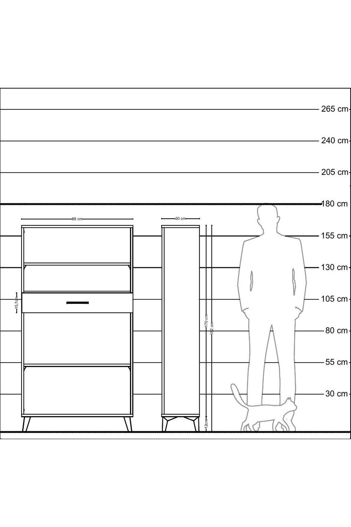 Arges Dolap 3 Raflı Tek Çekmeceli 88x30x163 Aytaşı-Antrasit