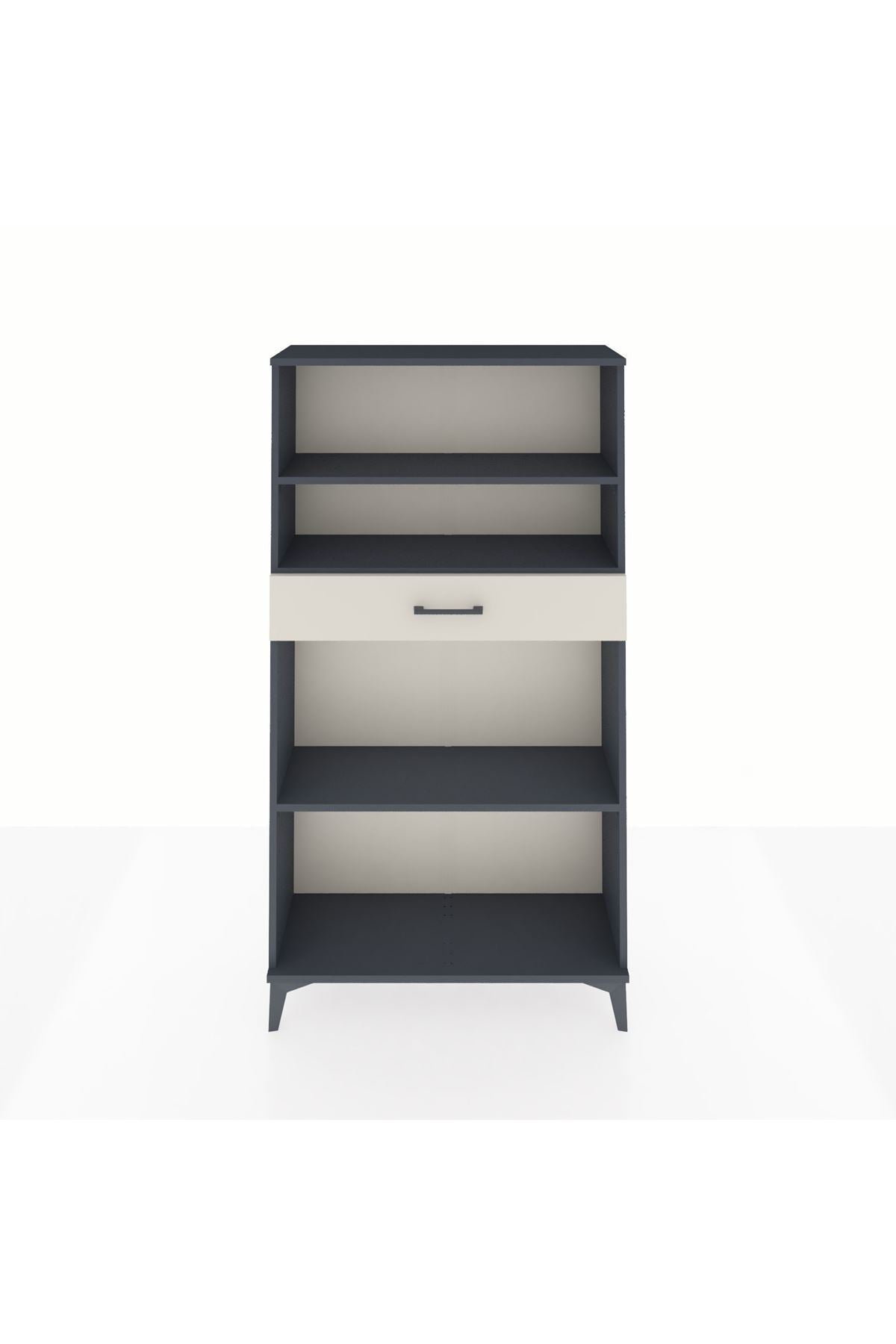 Arges Dolap 3 Raflı Tek Çekmeceli 88x30x163 Antrasit-Aytaşı