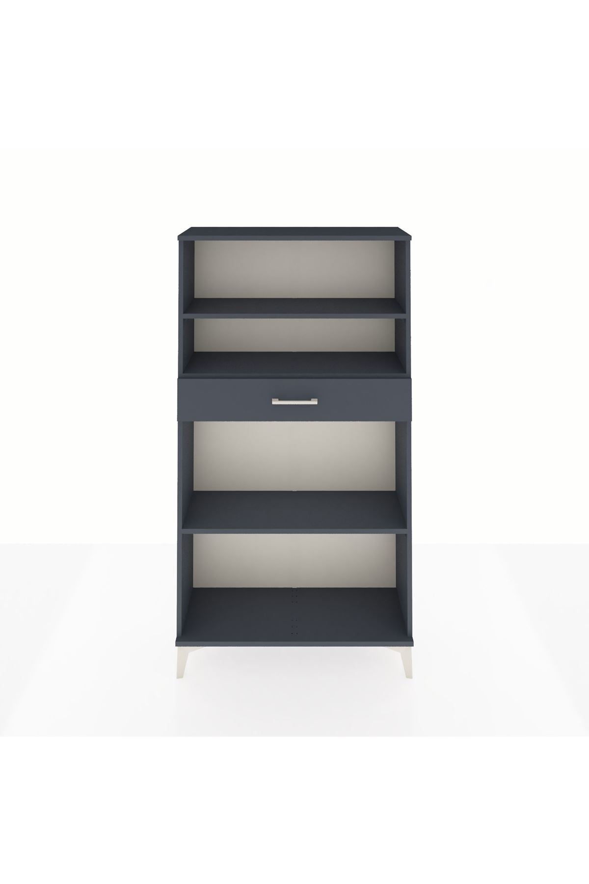 Arges Dolap 3 Raflı Tek Çekmeceli 88x30x163 Antrasit-Antrasit