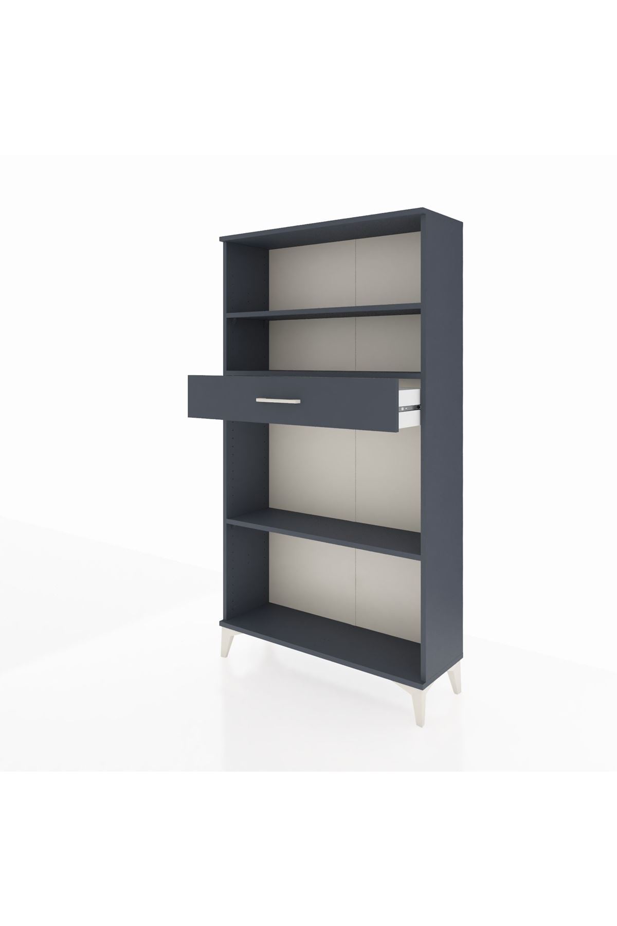 Arges Dolap 3 Raflı Tek Çekmeceli 88x30x163 Antrasit-Antrasit