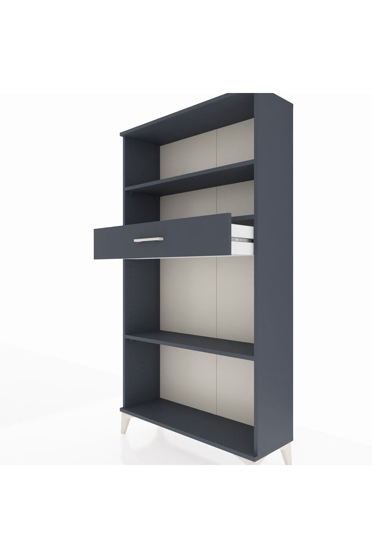 Arges Dolap 3 Raflı Tek Çekmeceli 88x30x163 Antrasit-Antrasit