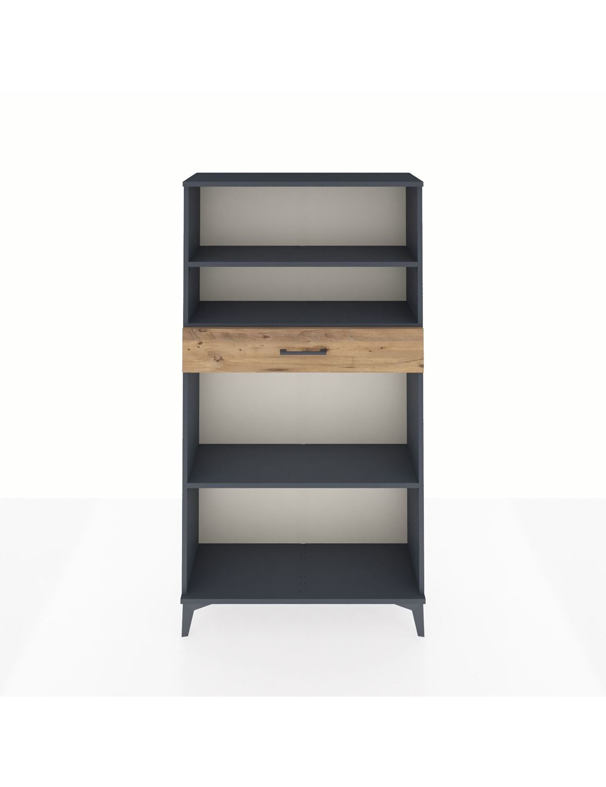 Arges Dolap 3 Raflı Tek Çekmeceli 88x30x163 Antrasit-Çam