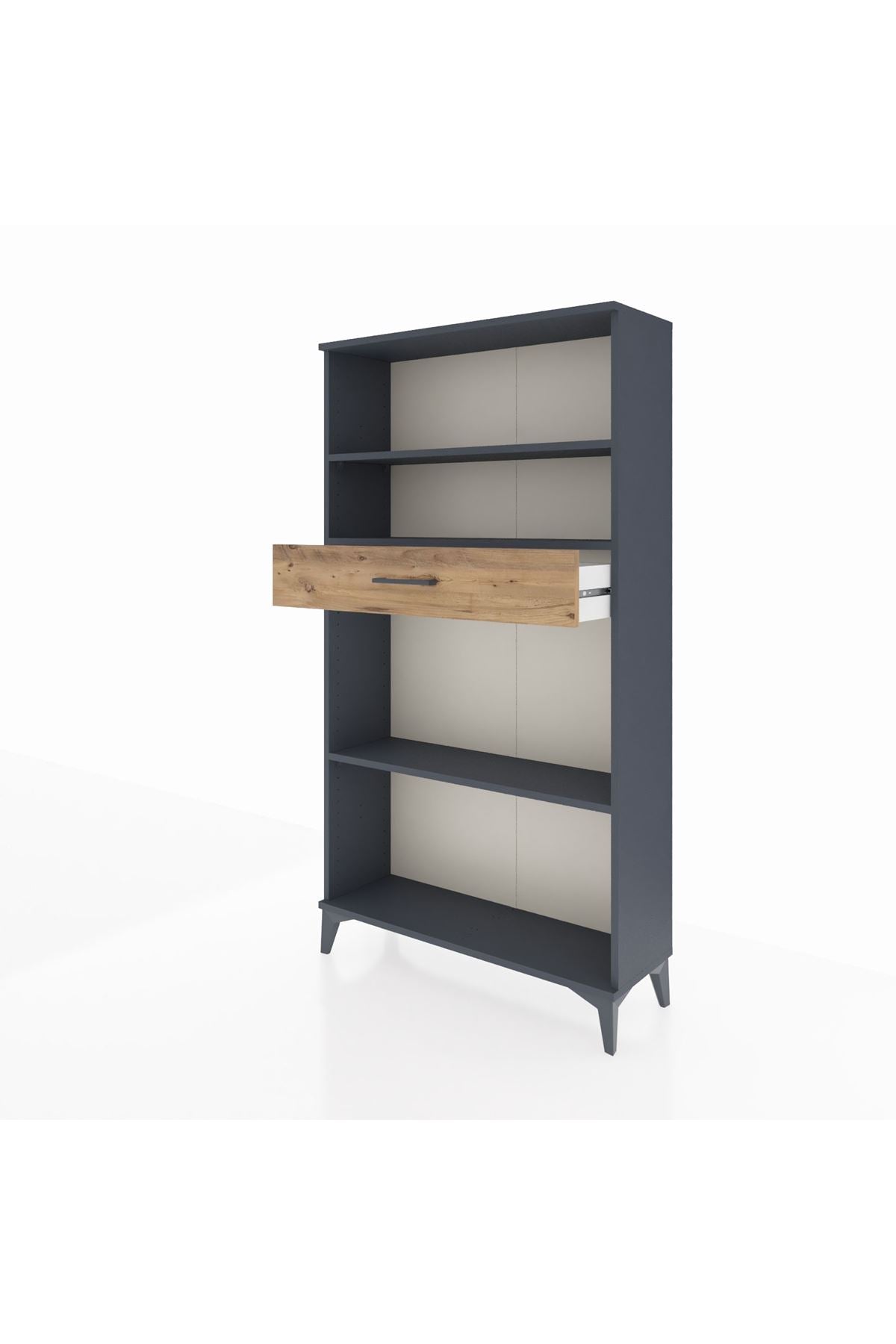 Arges Dolap 3 Raflı Tek Çekmeceli 88x30x163 Antrasit-Çam