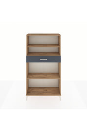 Arges Dolap 3 Raflı Tek Çekmeceli 88x30x163 Çam-Antrasit