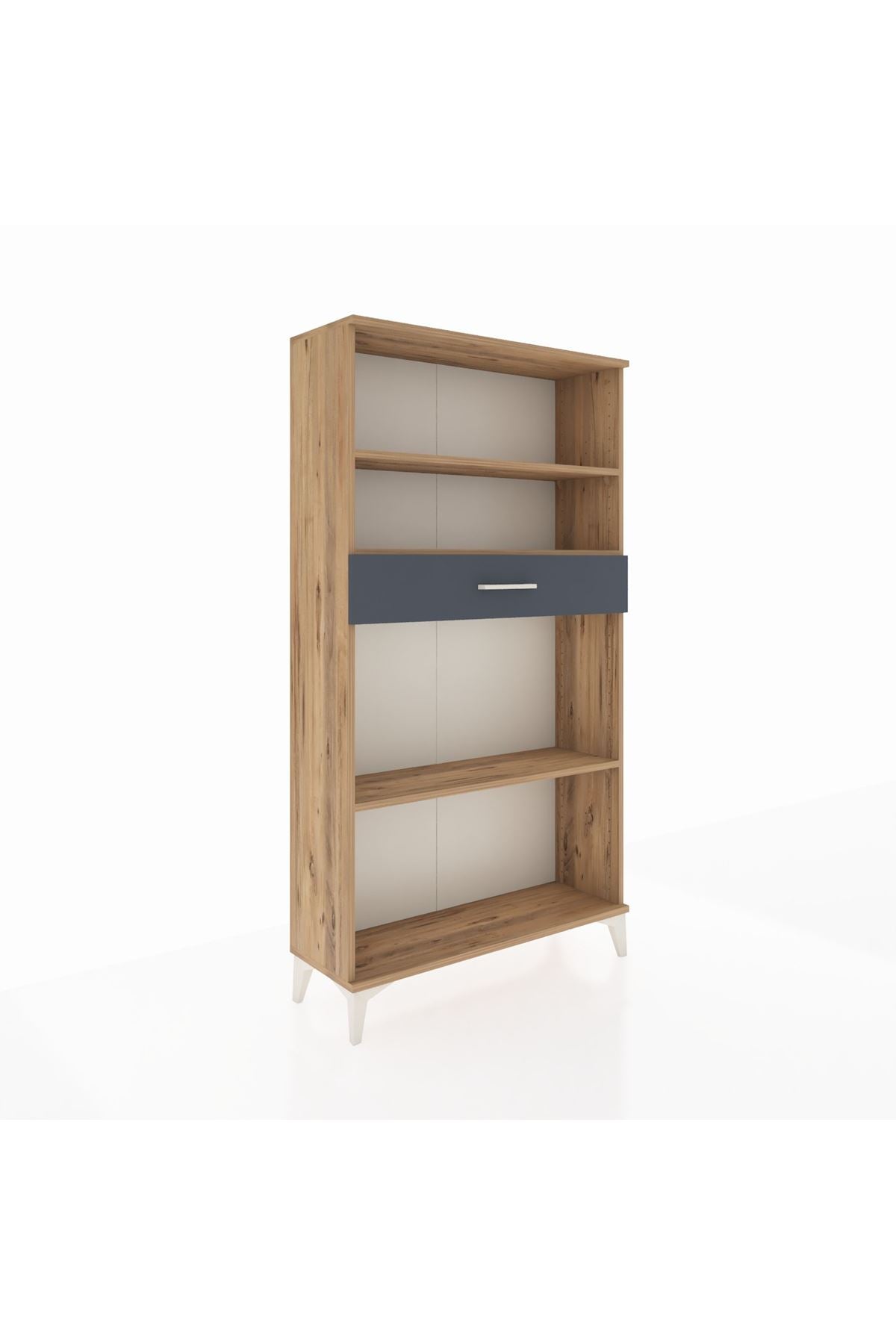 Arges Dolap 3 Raflı Tek Çekmeceli 88x30x163 Çam-Antrasit