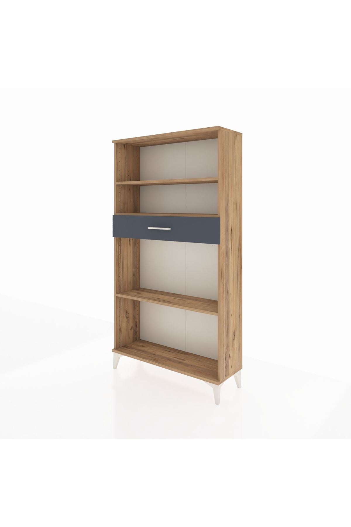 Arges Dolap 3 Raflı Tek Çekmeceli 88x30x163 Çam-Antrasit