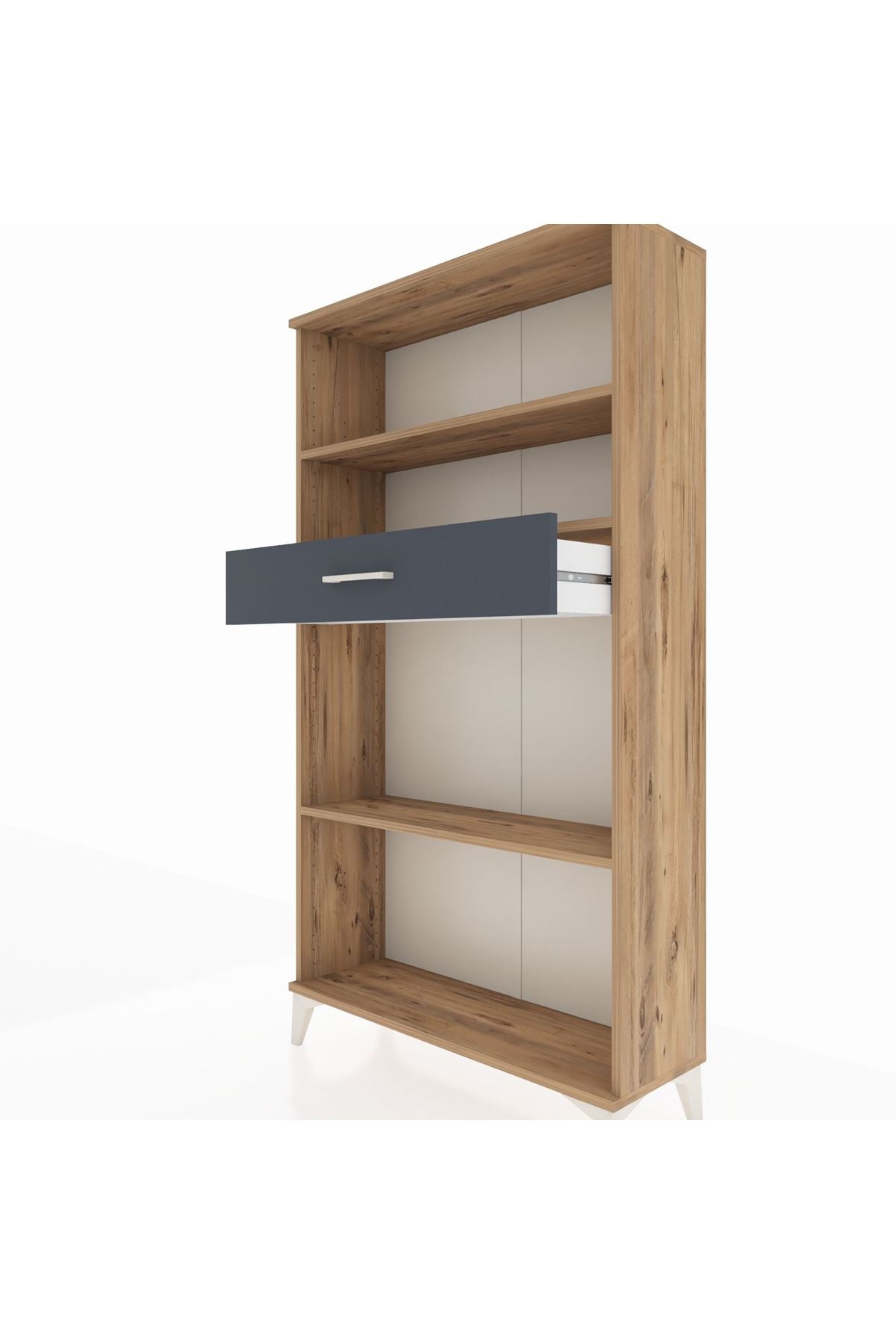 Arges Dolap 3 Raflı Tek Çekmeceli 88x30x163 Çam-Antrasit