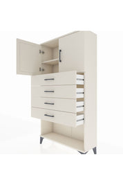 Arges Dolap 2 Raflı 4 Çekmeceli 2 Kapaklı 88x30x163 Aytaşı-Aytaşı