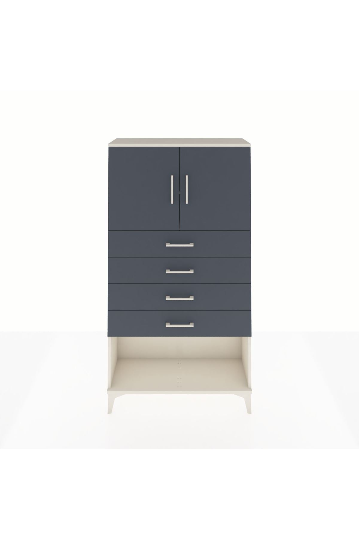 Arges Dolap 2 Raflı 4 Çekmeceli 2 Kapaklı 88x30x163 Aytaşı-Antrasit