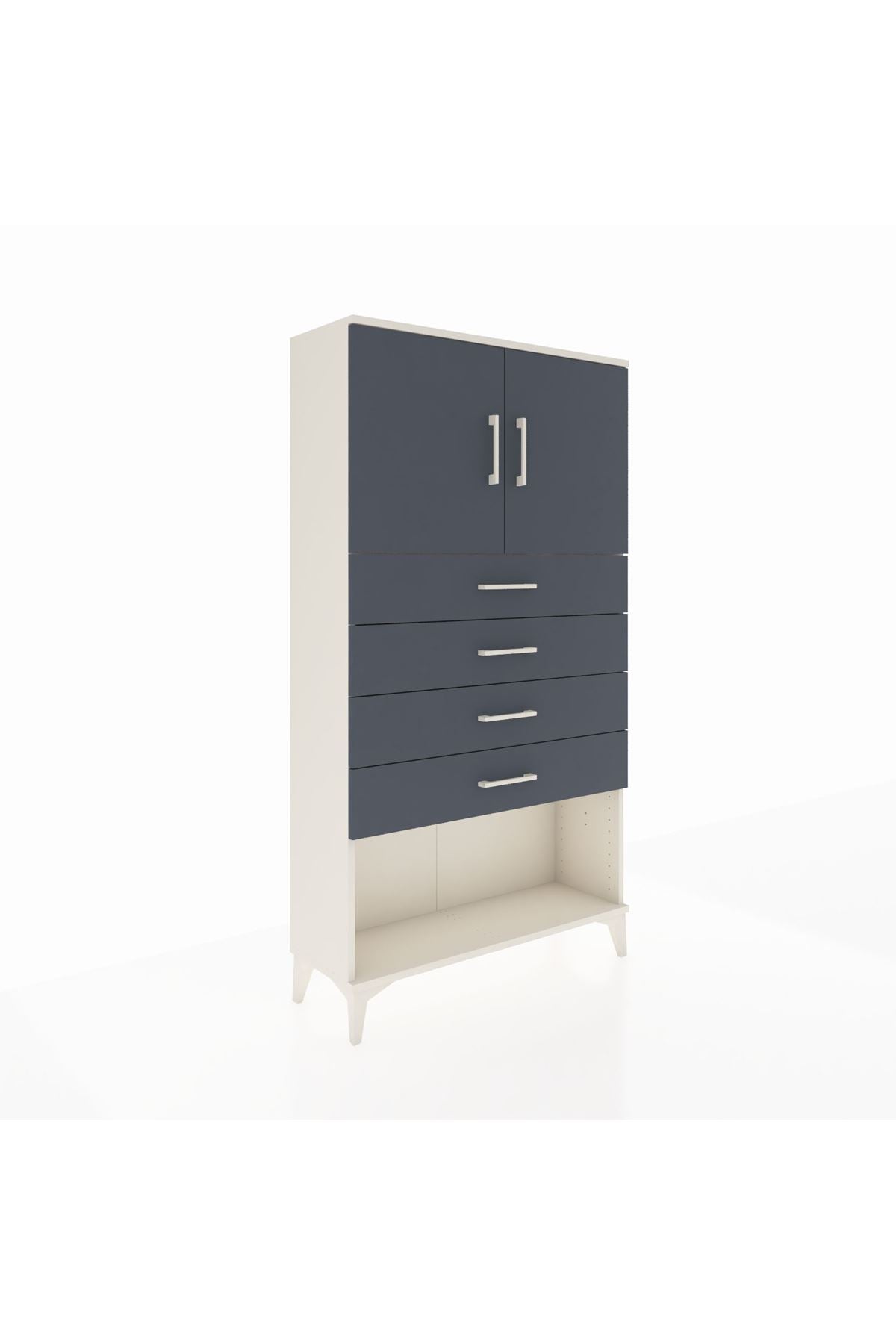 Arges Dolap 2 Raflı 4 Çekmeceli 2 Kapaklı 88x30x163 Aytaşı-Antrasit