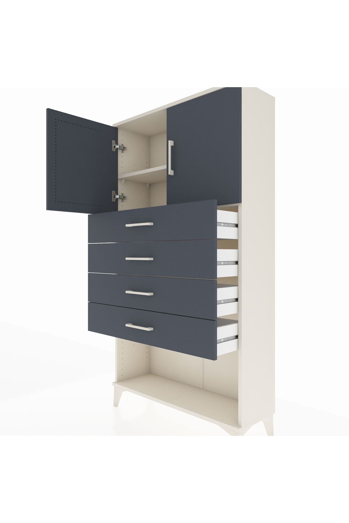 Arges Dolap 2 Raflı 4 Çekmeceli 2 Kapaklı 88x30x163 Aytaşı-Antrasit