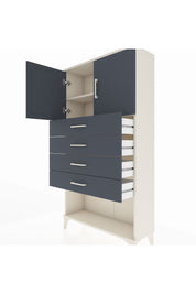 Arges Dolap 2 Raflı 4 Çekmeceli 2 Kapaklı 88x30x163 Aytaşı-Antrasit