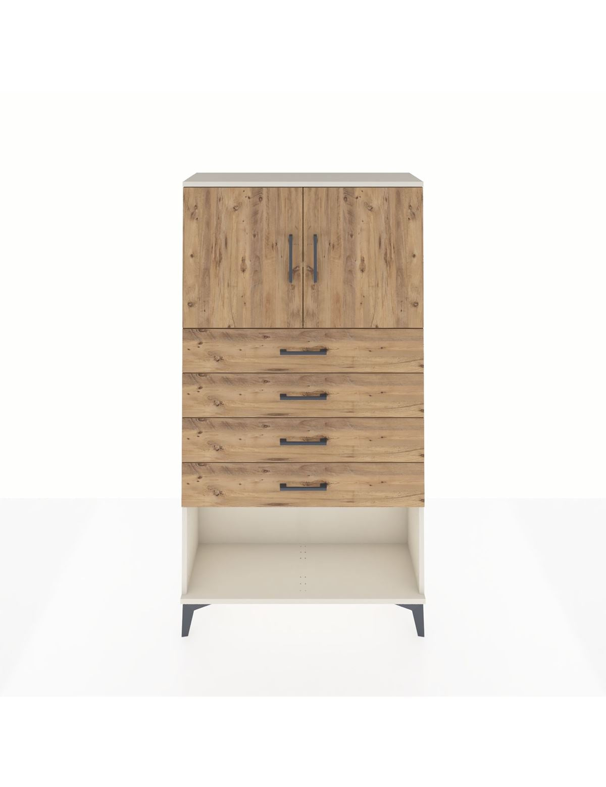 Arges Dolap 2 Raflı 4 Çekmeceli 2 Kapaklı 88x30x163 Aytaşı-Çam