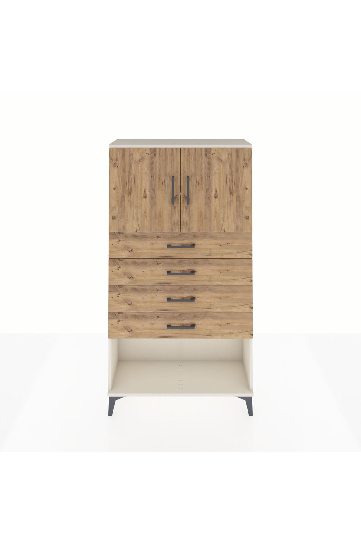 Arges Dolap 2 Raflı 4 Çekmeceli 2 Kapaklı 88x30x163 Aytaşı-Çam