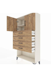 Arges Dolap 2 Raflı 4 Çekmeceli 2 Kapaklı 88x30x163 Aytaşı-Çam