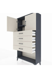 Arges Dolap 2 Raflı 4 Çekmeceli 2 Kapaklı 88x30x163 Antrasit-Aytaşı