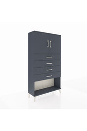 Arges Dolap 2 Raflı 4 Çekmeceli 2 Kapaklı 88x30x163 Antrasit-Antrasit