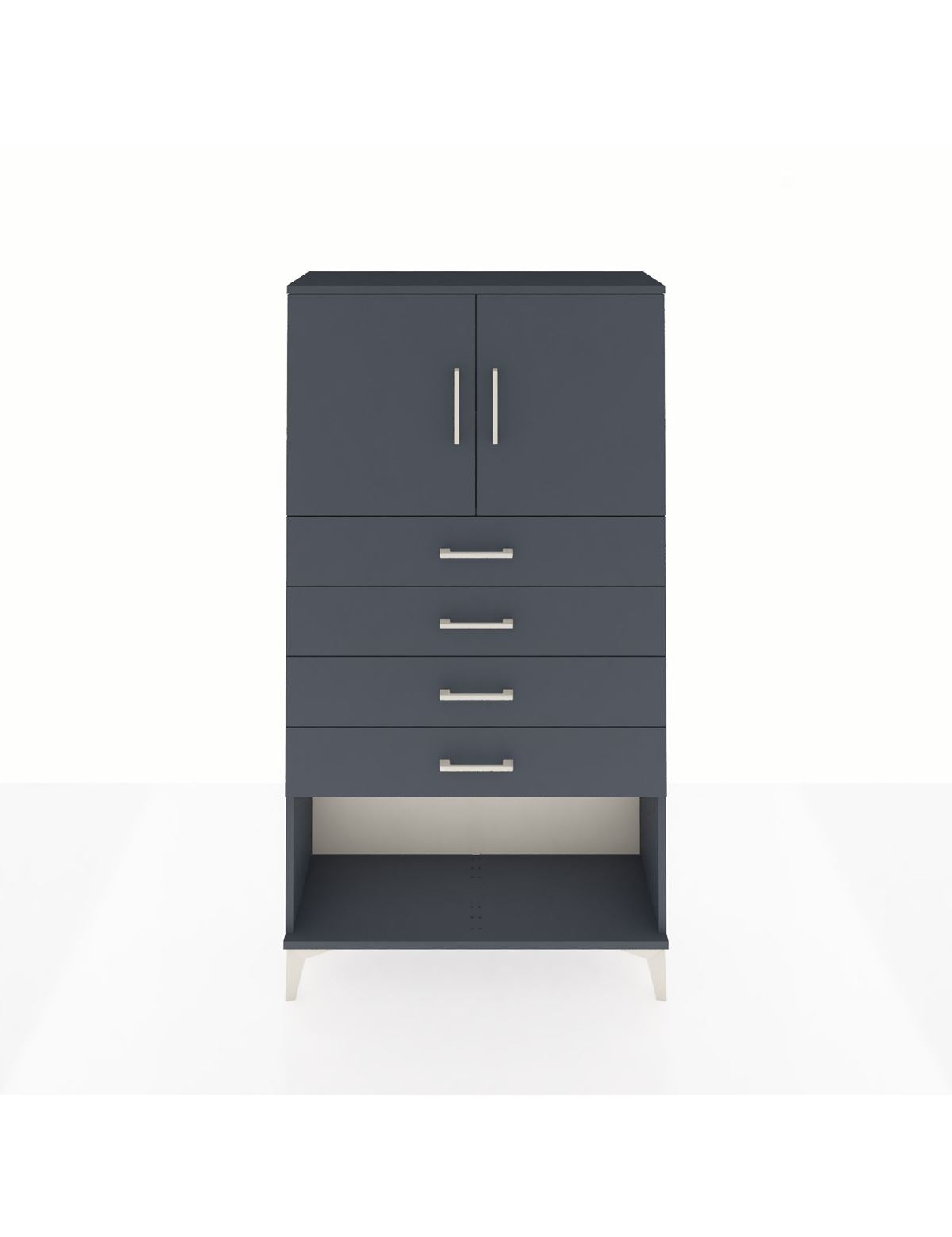 Arges Dolap 2 Raflı 4 Çekmeceli 2 Kapaklı 88x30x163 Antrasit-Antrasit