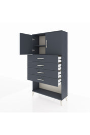 Arges Dolap 2 Raflı 4 Çekmeceli 2 Kapaklı 88x30x163 Antrasit-Antrasit