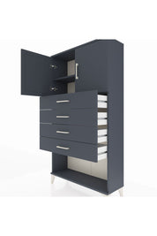 Arges Dolap 2 Raflı 4 Çekmeceli 2 Kapaklı 88x30x163 Antrasit-Antrasit