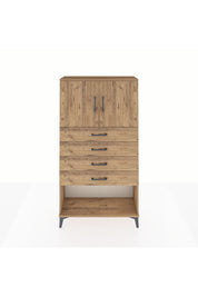 Arges Dolap 2 Raflı 4 Çekmeceli 2 Kapaklı 88x30x163 Çam-Çam