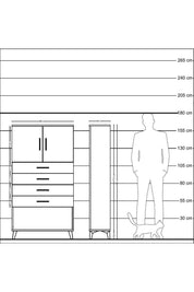 Arges Dolap 2 Raflı 4 Çekmeceli 2 Kapaklı 88x30x163 Çam-Çam