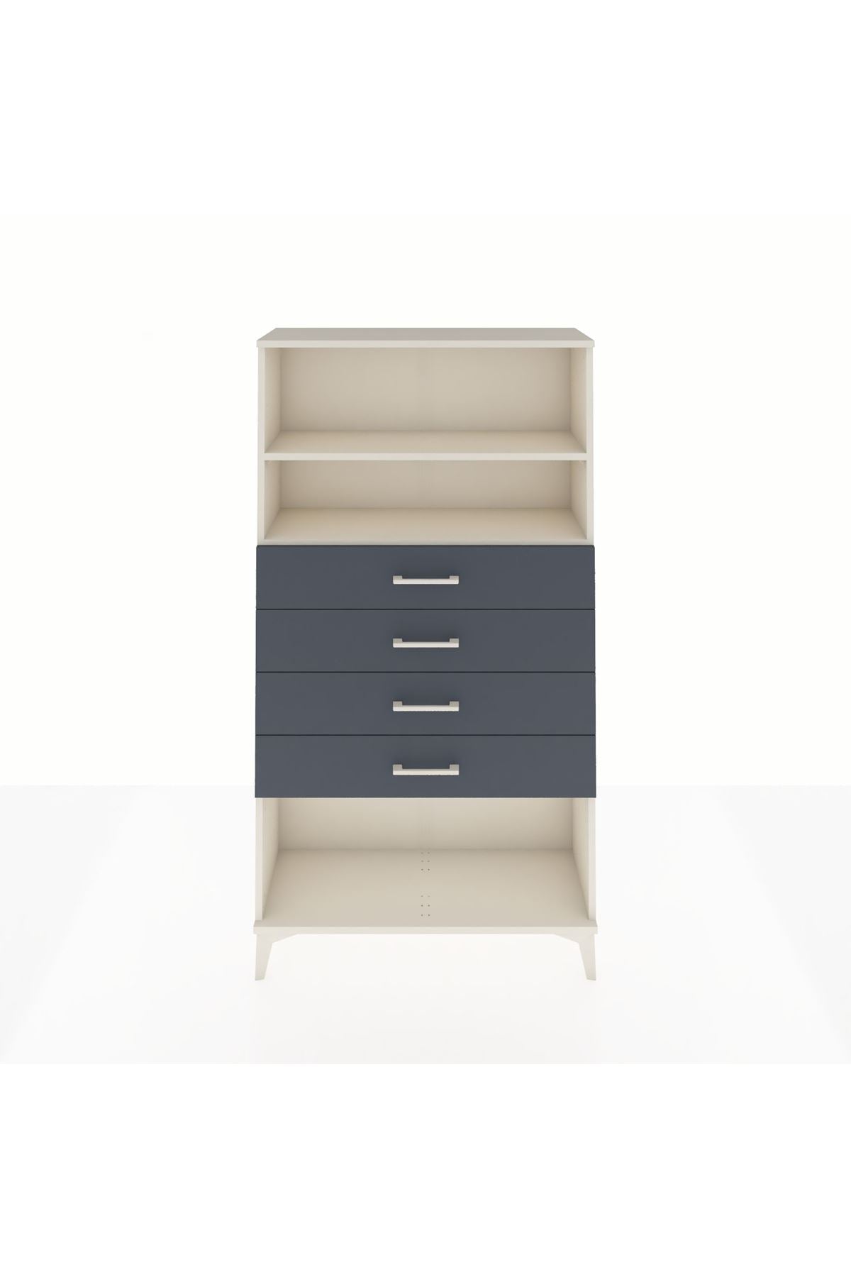 Arges Dolap 2 Raflı 4 Çekmeceli 88x30x163 Aytaşı-Antrasit