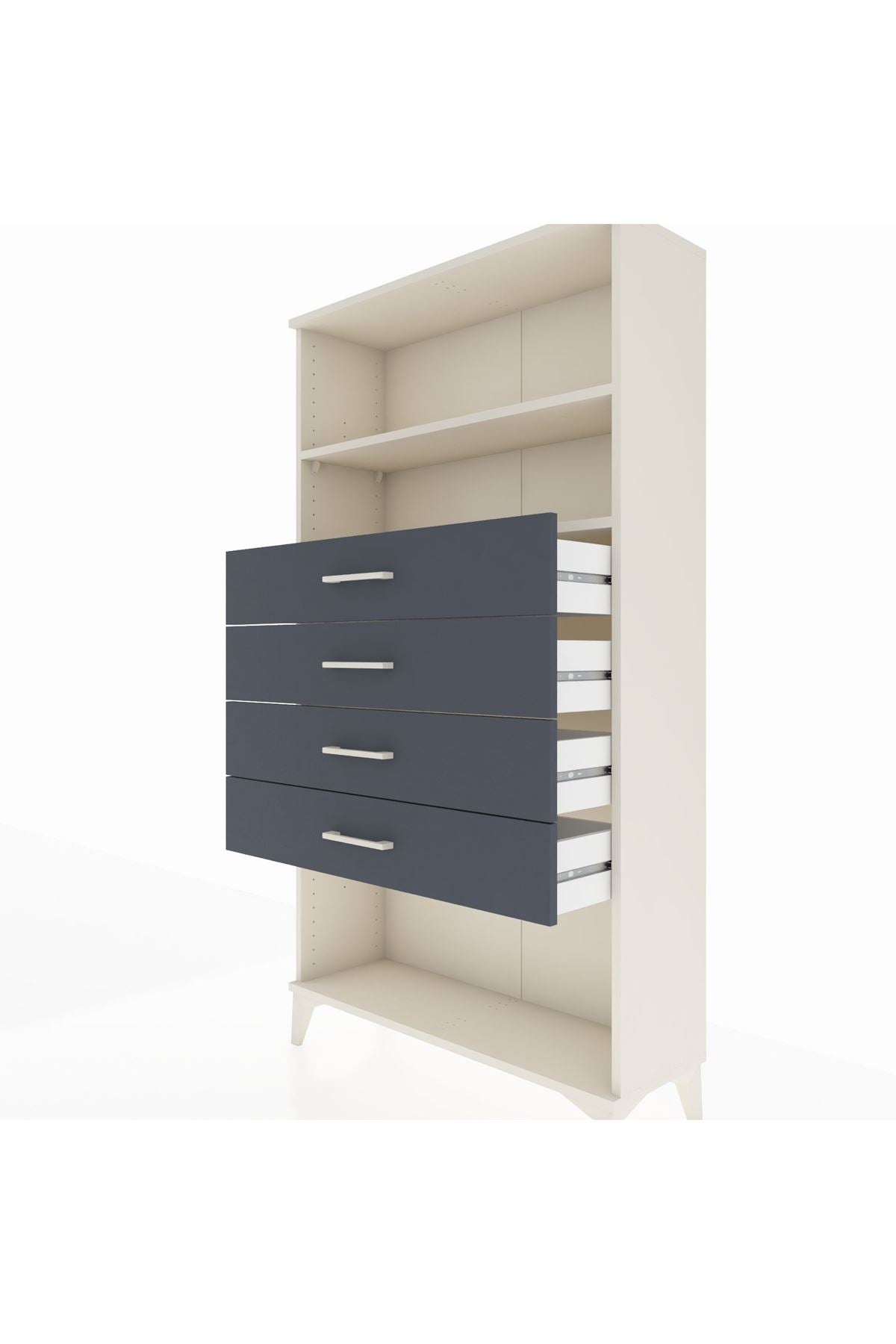 Arges Dolap 2 Raflı 4 Çekmeceli 88x30x163 Aytaşı-Antrasit