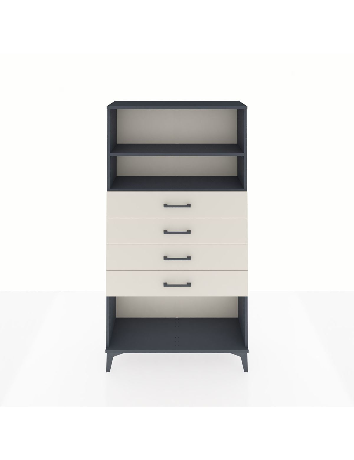 Arges Dolap 2 Raflı 4 Çekmeceli 88x30x163 Antrasit-Aytaşı