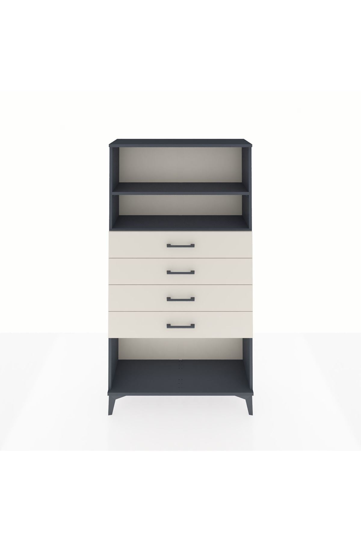 Arges Dolap 2 Raflı 4 Çekmeceli 88x30x163 Antrasit-Aytaşı