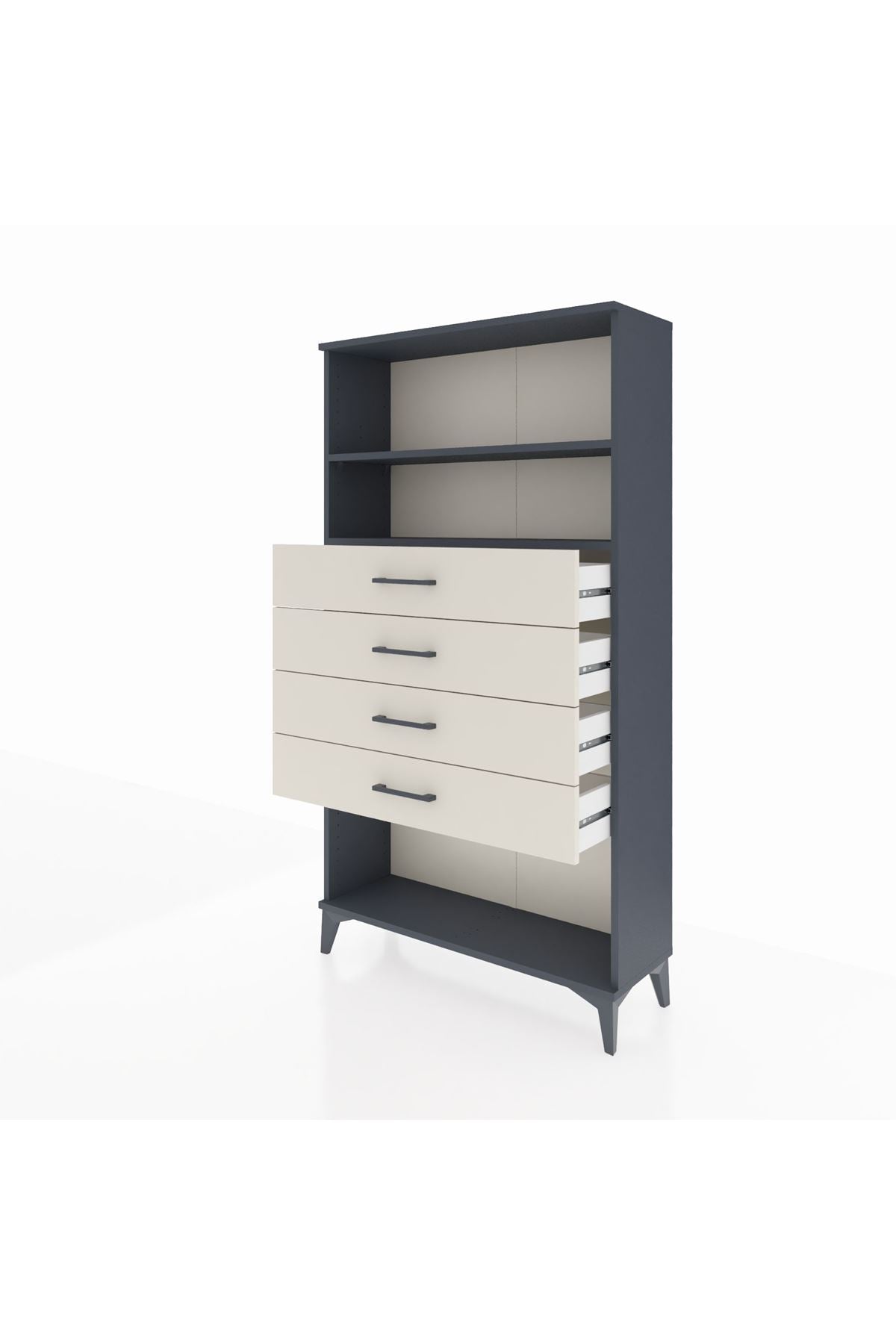 Arges Dolap 2 Raflı 4 Çekmeceli 88x30x163 Antrasit-Aytaşı