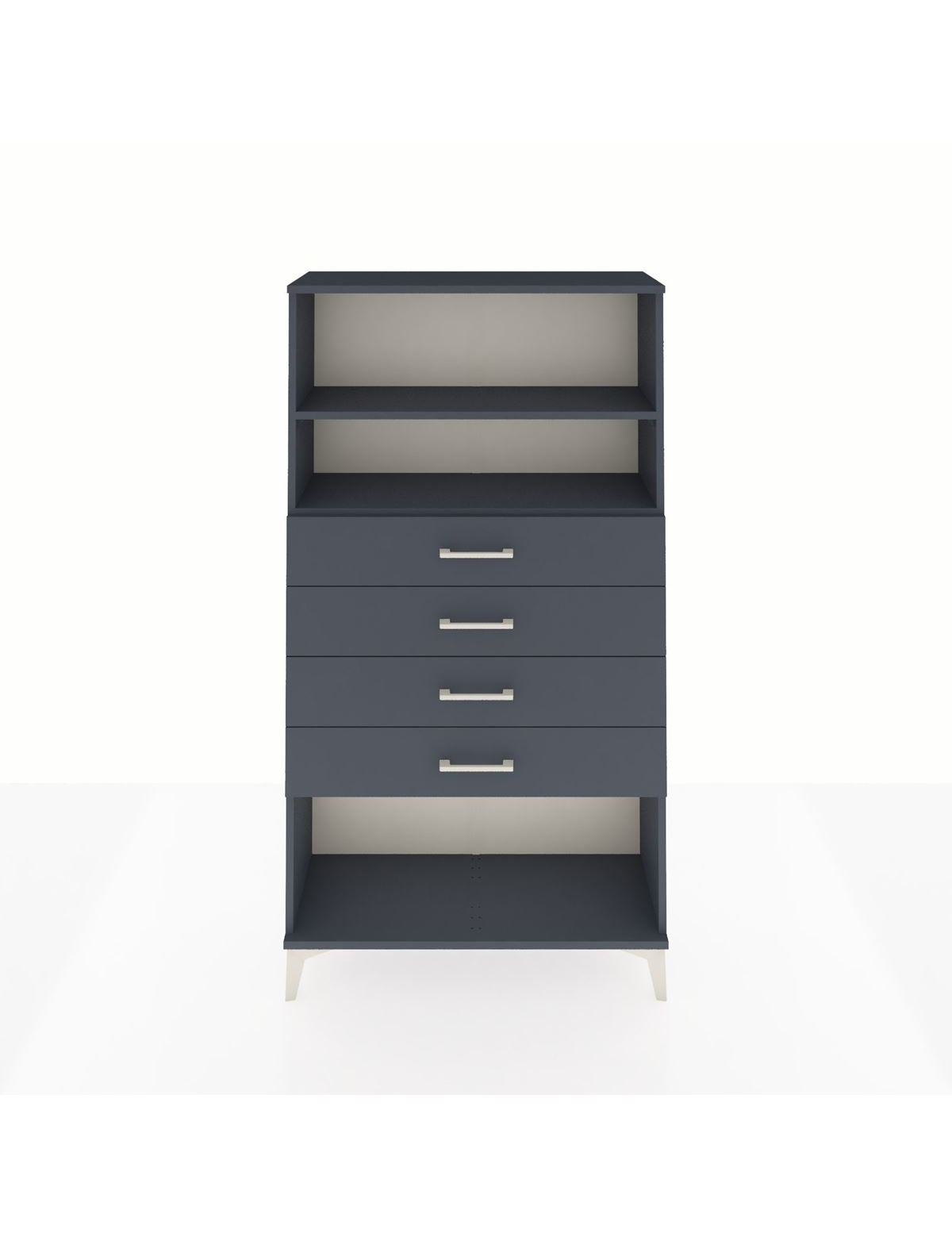 Arges Dolap 2 Raflı 4 Çekmeceli 88x30x163 Antrasit-Antrasit