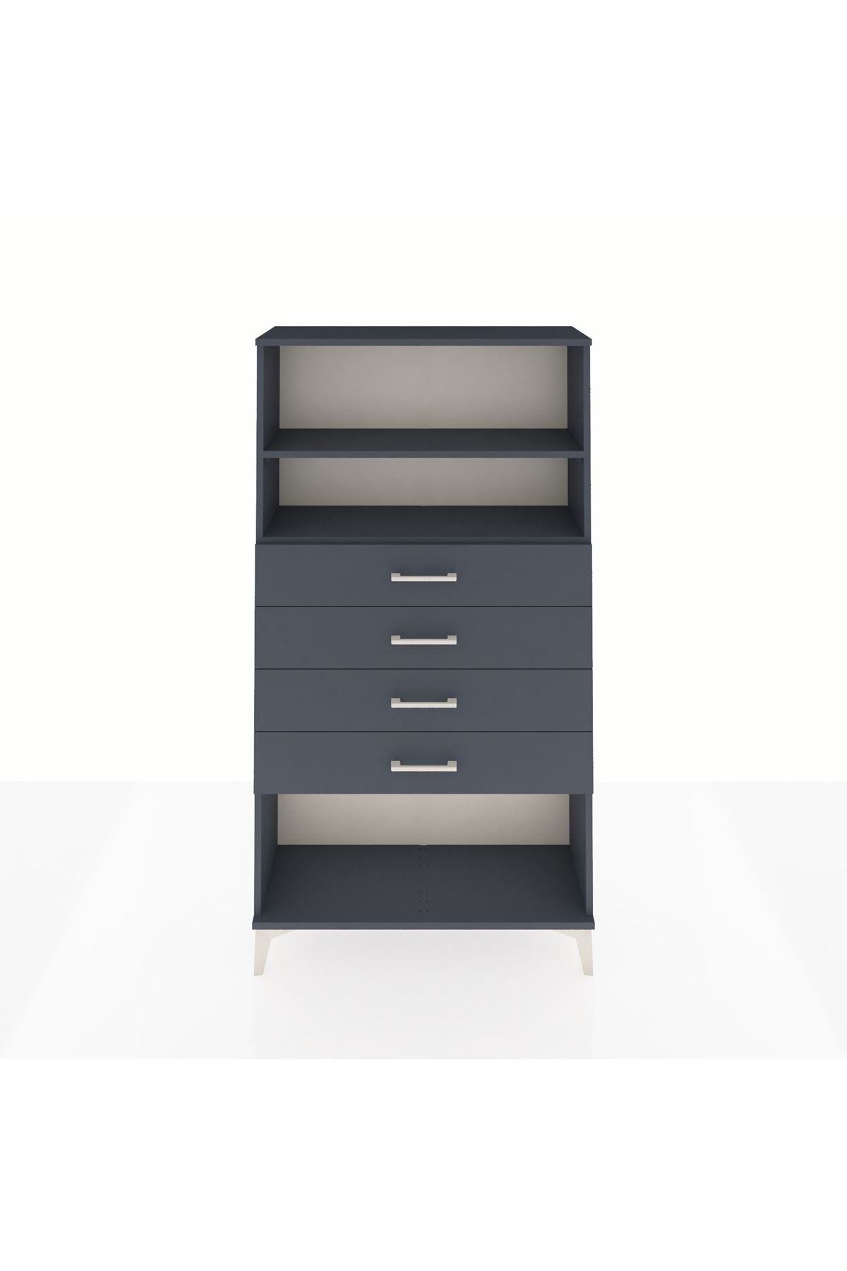 Arges Dolap 2 Raflı 4 Çekmeceli 88x30x163 Antrasit-Antrasit