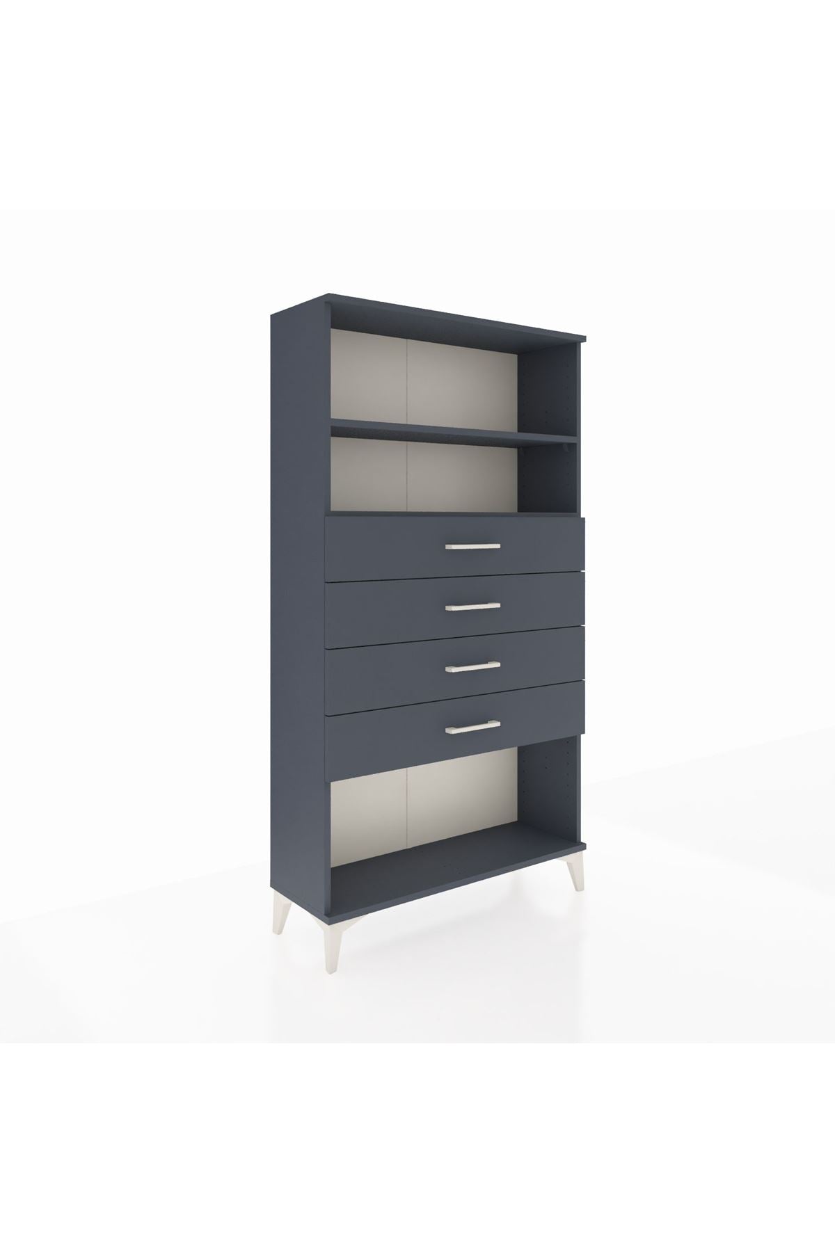 Arges Dolap 2 Raflı 4 Çekmeceli 88x30x163 Antrasit-Antrasit