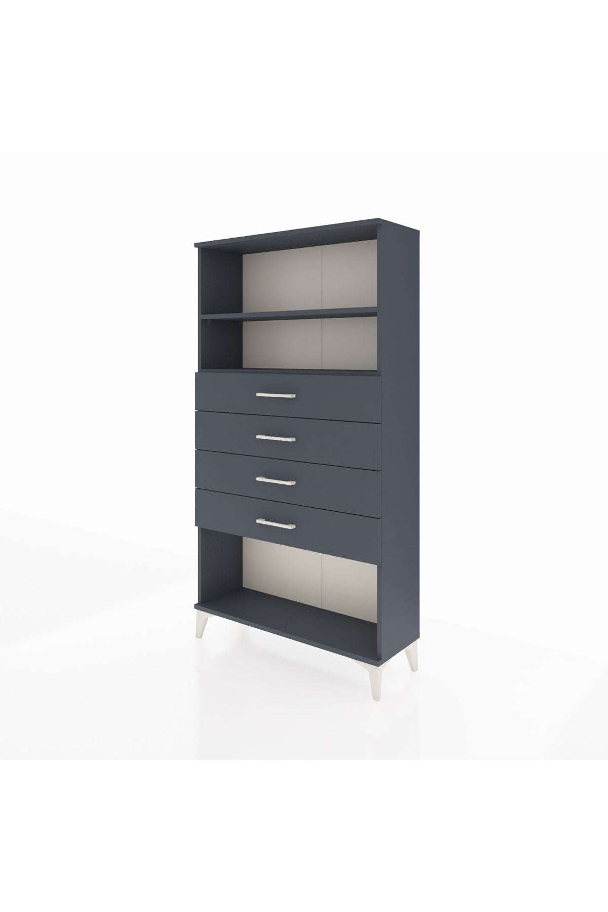 Arges Dolap 2 Raflı 4 Çekmeceli 88x30x163 Antrasit-Antrasit