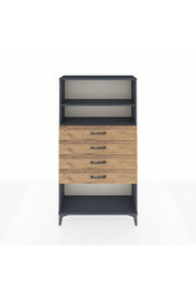 Arges Dolap 2 Raflı 4 Çekmeceli 88x30x163 Antrasit-Çam