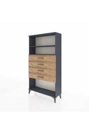 Arges Dolap 2 Raflı 4 Çekmeceli 88x30x163 Antrasit-Çam