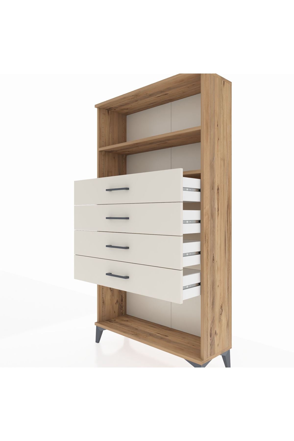 Arges Dolap 2 Raflı 4 Çekmeceli 88x30x163 Çam-Aytaşı