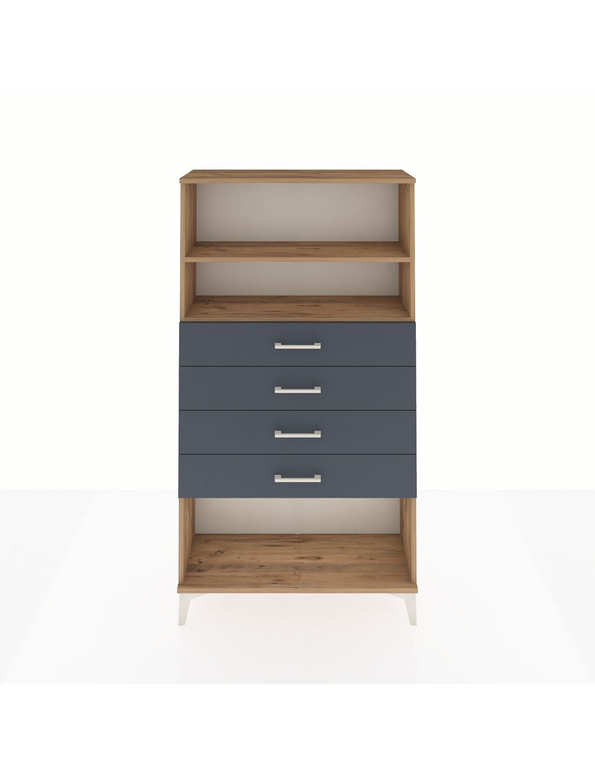 Arges Dolap 2 Raflı 4 Çekmeceli 88x30x163 Çam-Antrasit