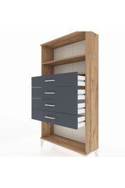 Arges Dolap 2 Raflı 4 Çekmeceli 88x30x163 Çam-Antrasit