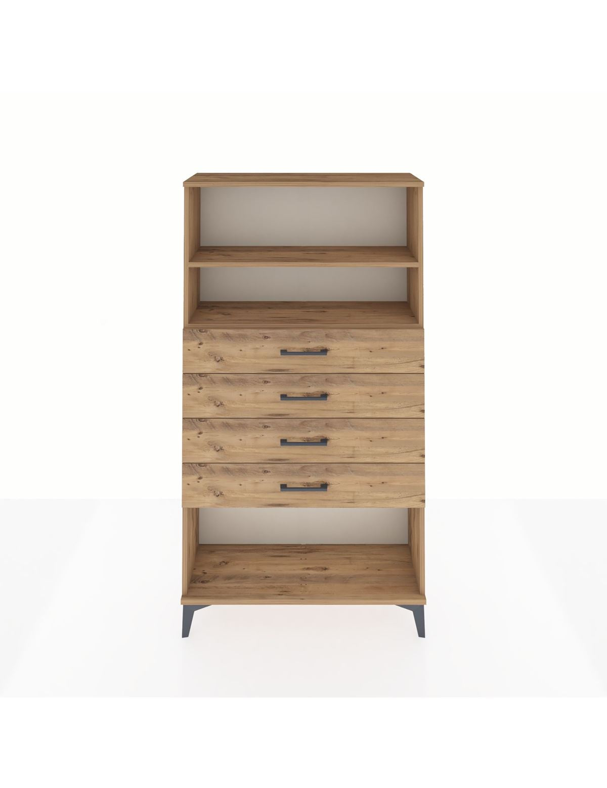 Arges Dolap 2 Raflı 4 Çekmeceli 88x30x163 Çam-Çam