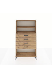 Arges Dolap 2 Raflı 4 Çekmeceli 88x30x163 Çam-Çam