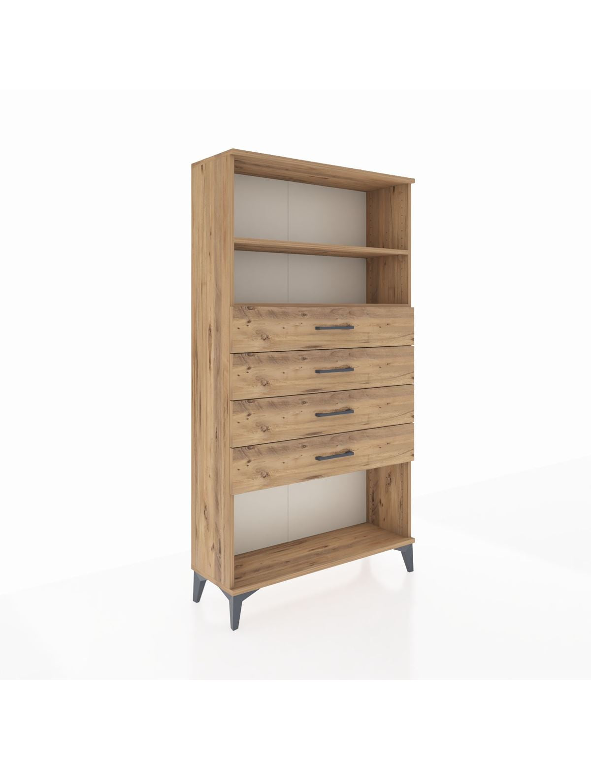 Arges Dolap 2 Raflı 4 Çekmeceli 88x30x163 Çam-Çam