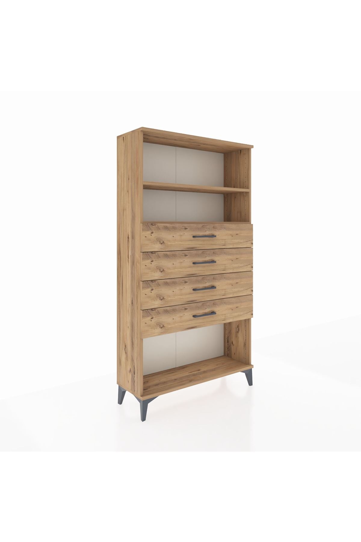 Arges Dolap 2 Raflı 4 Çekmeceli 88x30x163 Çam-Çam