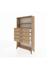 Arges Dolap 2 Raflı 4 Çekmeceli 88x30x163 Çam-Çam