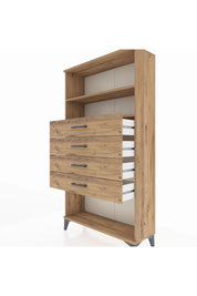 Arges Dolap 2 Raflı 4 Çekmeceli 88x30x163 Çam-Çam