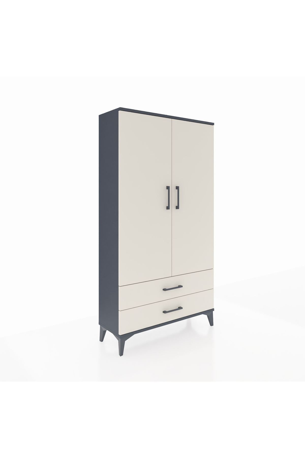 Arges Dolap 3 Raflı 2 Çekmeceli 2 Kapaklı 88x30x163 Antrasit-Aytaşı