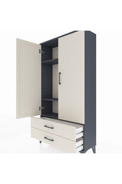 Arges Dolap 3 Raflı 2 Çekmeceli 2 Kapaklı 88x30x163 Antrasit-Aytaşı