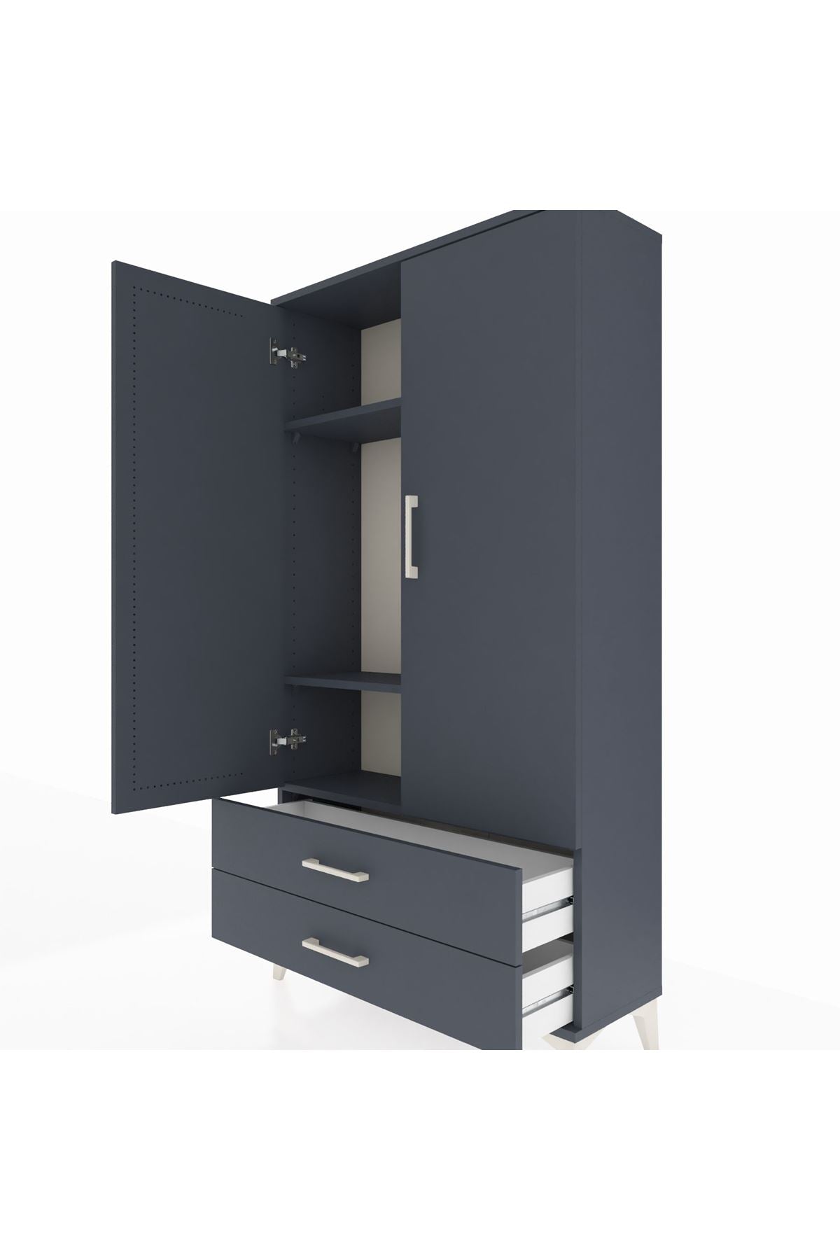 Arges Dolap 3 Raflı 2 Çekmeceli 2 Kapaklı 88x30x163 Antrasit-Antrasit