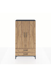 Arges Dolap 3 Raflı 2 Çekmeceli 2 Kapaklı 88x30x163 Antrasit-Çam